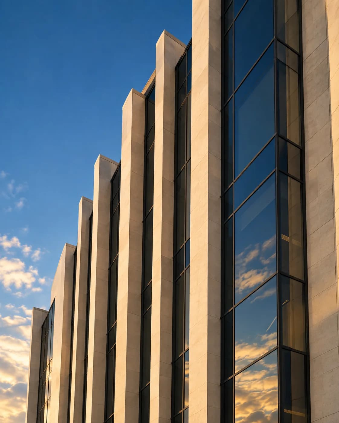 Contemporary limestone and glass building